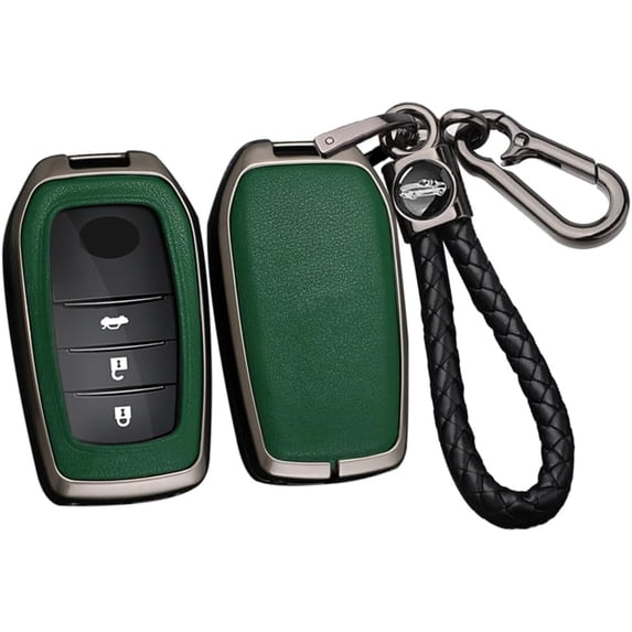 Key Fob Cover Compatible with Toyota Land Cruiser Venza RAV4 Prime Hilux Fortuner Tundra Corolla Cross Sequoia 2016-2023 4 Button Keychain Case Holder Protector,Black-green