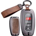 thumbnail image 1 of Key Fob Cover Compatible with Toyota RAV4 Hybrid Camry Hybrid Corolla XSE C-HR Corolla Hatchback Prado 2012-2026 2/3/4 Button Keychain Case Holder Protector,Long Keychain Brown, 1 of 9