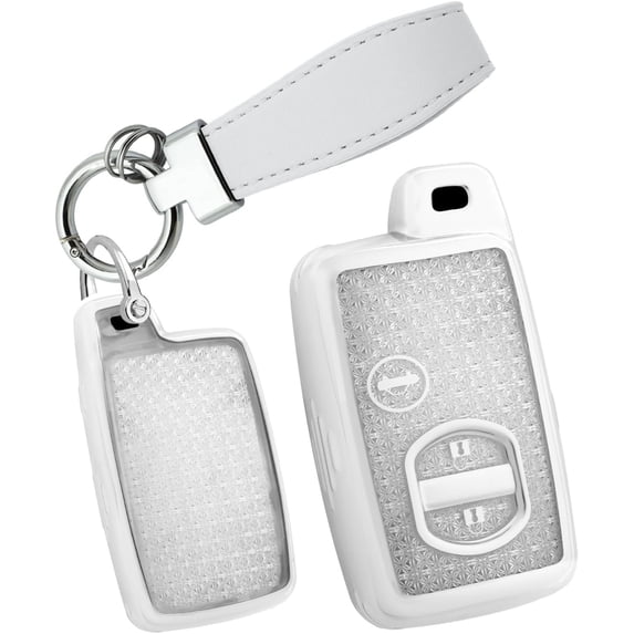 Key Fob Cover Compatible with Toyota RAV4 Prius 4Runner Camry Avalon Corolla Highlander Venza 2007-2019 3 Button Keychain Case Holder Protector,Keychain-A-silver