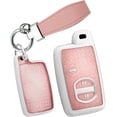 thumbnail image 1 of Key Fob Cover Compatible with Toyota RAV4 Prius 4Runner Camry Avalon Corolla Highlander Venza 2007-2019 3 Button Keychain Case Holder Protector,Keychain-A-Pink, 1 of 8