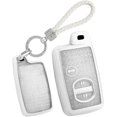thumbnail image 1 of Key Fob Cover Compatible with Toyota RAV4 Prius 4Runner Camry Avalon Corolla Highlander Venza 2007-2019 3 Button Keychain Case Holder Protector,Keychain-B-silver, 1 of 8