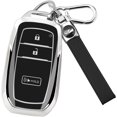 thumbnail image 1 of Key Fob Cover Compatible with Toyota Tacoma 4Runner Prius Corolla Cross Hatchback Tundra Sequoia 2022-2025 Keychain Case Holder Protector,Silver/Black, 1 of 6