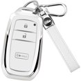 thumbnail image 1 of Key Fob Cover Compatible with Toyota Tacoma 4Runner Prius Corolla Cross Hatchback Tundra Sequoia 2022-2025 Keychain Case Holder Protector,Silver/White, 1 of 6