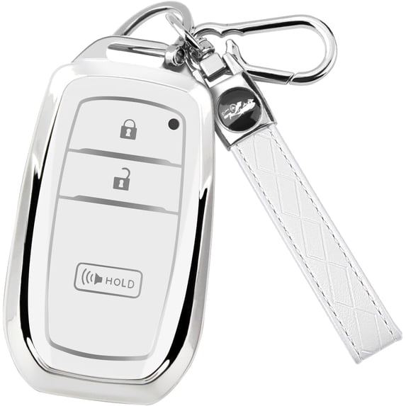 Key Fob Cover Compatible with Toyota Tacoma 4Runner Prius Corolla Cross Hatchback Tundra Sequoia 2022-2025 Keychain Case Holder Protector,Silver/White