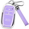 thumbnail image 1 of Key Fob Cover Compatible with Toyota Tacoma 4runner Prius Corolla Cross Hatchback Tundra Sequoia 2022-2025 3 Button Keychain Case Holder Protector,Silver/Purple, 1 of 6