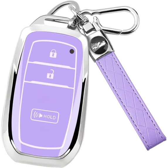 Key Fob Cover Compatible with Toyota Tacoma 4runner Prius Corolla Cross Hatchback Tundra Sequoia 2022-2025 3 Button Keychain Case Holder Protector,Silver/Purple