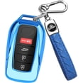 thumbnail image 1 of Key Fob Cover Compatible with Toyota Venza Corolla Cross Grand Highlander Tundra RAV4 Prime Prius Land Cruiser Sequoia Sienna Crown Tacoma Camry Keychain Case Holder Protector,Blue, 1 of 7