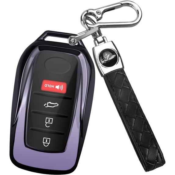 for Toyota Key Fob Cover with Keychain, Fit for Toyota Venza Corolla Cross Grand Highlander Tundra RAV4 Prime Prius Land Cruiser Sequoia Sienna Crown Tacoma 2025 Camry,Purple