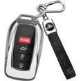 thumbnail image 1 of for Toyota Key Fob Cover with Keychain, Fit for Toyota Venza Corolla Cross Grand Highlander Tundra RAV4 Prime Prius Land Cruiser Sequoia Sienna Crown Tacoma 2025 Camry,Silver, 1 of 7