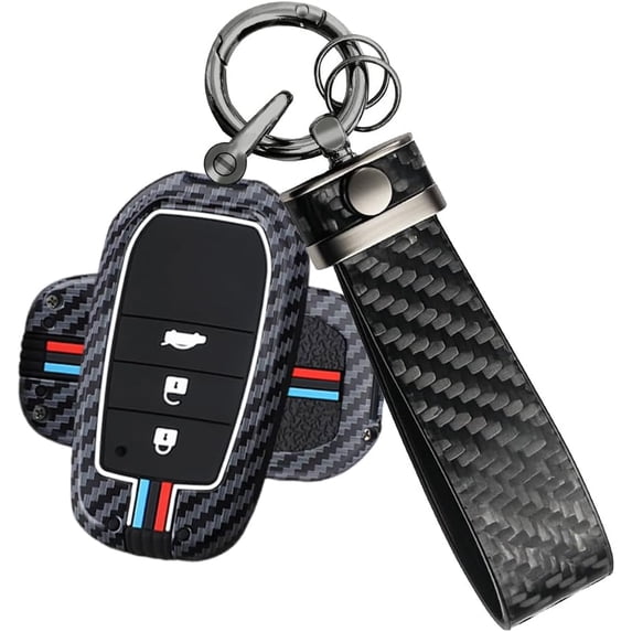 Key Fob Cover Compatible with Toyota Yaris GR Corolla Cross Yaris Hybrid Hilux C-HR 2020-2024 2 Button Keychain Case Holder Protector,3 Buttons a Grey