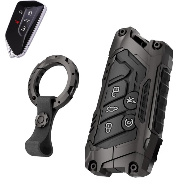 Key Fob Cover Compatible with Volkswagen Golf MK8 GTI ID.4 ID.3 GTX ID.5 Seat Leon Seat Ateca Skoda Octavia 2020-2024 4 Button Keychain Case Holder Protector,Black