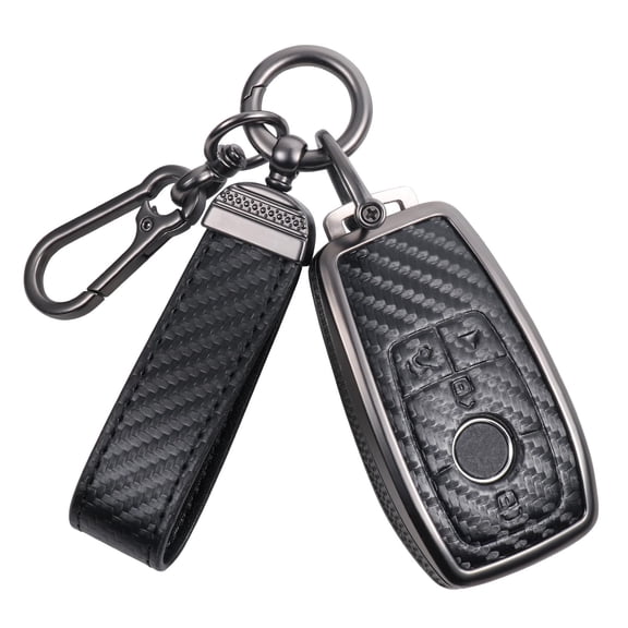 Key Fob Cover Compatible compatible with Fit for Merced A C G E S Class Smart Remote Key 4 Buttons Carbon Fiber Texture Zinc Alloy Shell Key Case Holder Protector Keychain