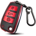 thumbnail image 1 of Key Fob Cover Compatible with Audi A1 A3 Q3 Q7 R8 A6L TT 3 Button Flip Key Keychain Case Holder Protector,A:red, 1 of 6