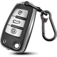 thumbnail image 1 of Key Fob Cover Compatible with Audi A1 A3 Q3 Q7 R8 A6L TT 3 Button Flip Key Keychain Case Holder Protector,A:silver, 1 of 6