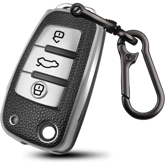 Key Fob Cover Compatible with Audi A1 A3 Q3 Q7 R8 A6L TT 3 Button Flip Key Keychain Case Holder Protector,A:silver