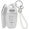 thumbnail image 1 of Key Fob Cover Compatible with Audi A3 A5 A5L S5 A6 Q5 Q6 e-tron 2025-2026 3 Button Keychain Case Holder Protector,B White, 1 of 9