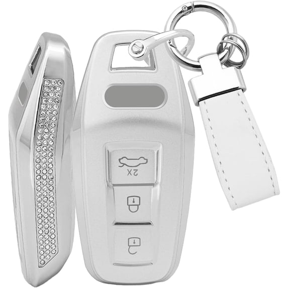 Key Fob Cover Compatible with Audi A3 A5 A5L S5 A6 Q5 Q6 e-tron 2025-2026 3 Button Keychain Case Holder Protector,D White
