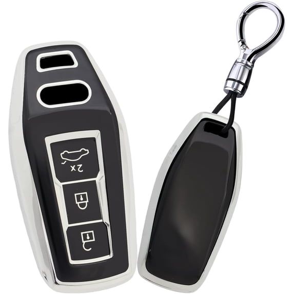 Key Fob Cover Compatible with Audi A5 A5L A6 A6L Q6L Q6 RS Q6 RS6 SQ6 S6 Keychain Case Holder Protector,Short Keychain-black
