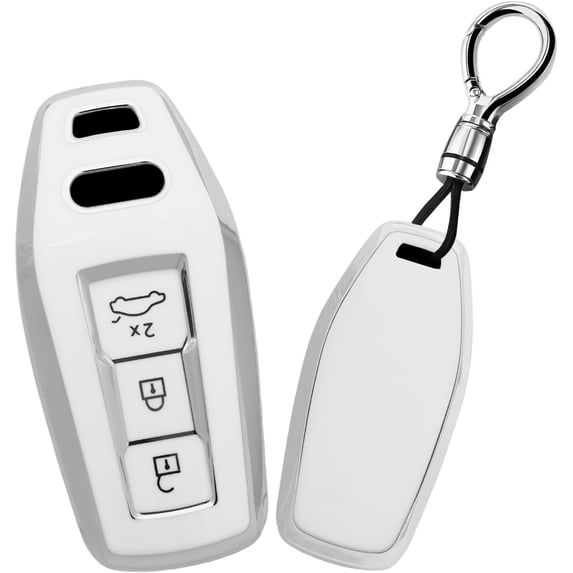 Key Fob Cover Compatible with Audi A5 A5L A6 A6L Q6L Q6 RS Q6 RS6 SQ6 S6 Keychain Case Holder Protector,Short Keychain-white