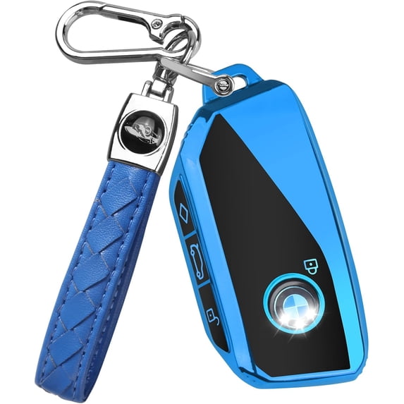 Key Fob Cover Compatible with BMW 2 3 5 7 Series X1 X5 X6 X7 iX i7 XM 2023-2025 Keychain Case Holder Protector,H-blue