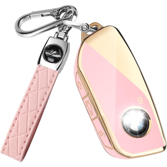 Key Fob Cover Compatible with BMW 2 3 5 7 Series X1 X5 X6 X7 iX i7 XM 2023-2025 Keychain Case Holder Protector,J-Pink
