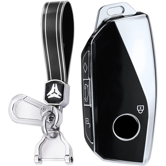 Key Fob Cover Compatible with BMW IX I7 X7 3 4 5 7 Series 740i M3 Keychain Case Holder Protector,A Black