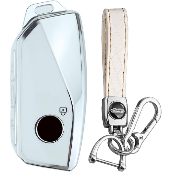 Key Fob Cover Compatible with BMW IX I7 X7 3 4 5 7 Series 740i M3 Keychain Case Holder Protector,B White