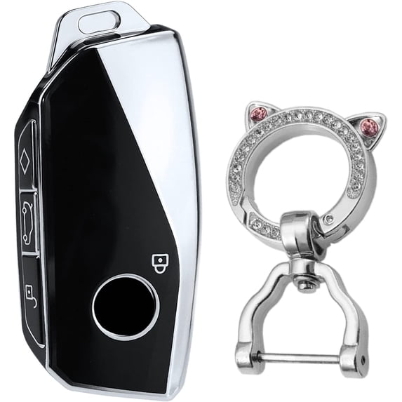 Key Fob Cover Compatible with BMW IX I7 X7 3 4 5 7 Series 740i M3 Keychain Case Holder Protector,C Black