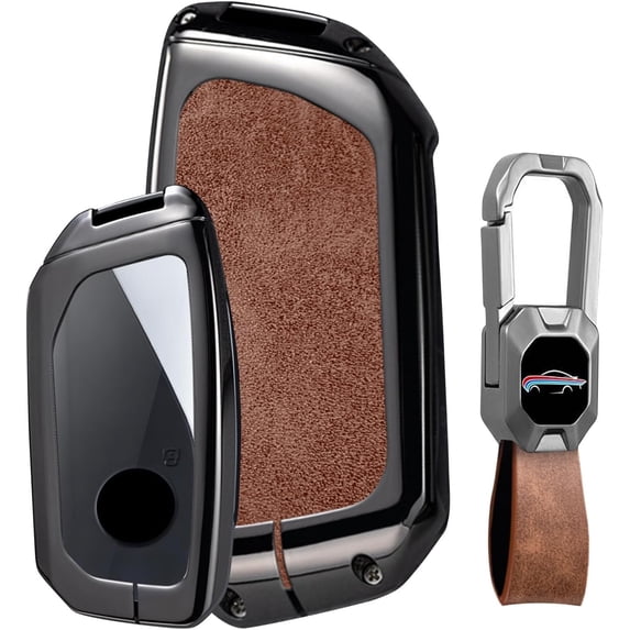 Key Fob Cover Compatible with BMW IX IX3 I5 I7 740i 760i X1 X3 X5 X6 X7 XM 2024-2025 Keychain Case Holder Protector,Brown