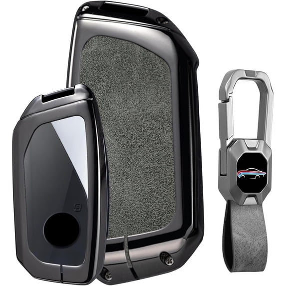 Key Fob Cover Compatible with BMW IX IX3 I5 I7 740i 760i X1 X3 X5 X6 X7 XM 2024-2025 Keychain Case Holder Protector,Gray