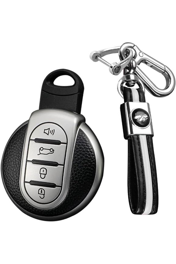 Key Fob Cover Compatible with BMW Mini Cooper F54 F55 F56 F57 F60 R55 R56 R57 R58 R59 R60 2014-2025 TPU 4 Button Keychain Case Holder Protector,White
