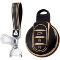 thumbnail image 1 of Key Fob Cover Compatible with BMW Mini Cooper S Cooper D Keychain Case Holder Protector,A Black, 1 of 7