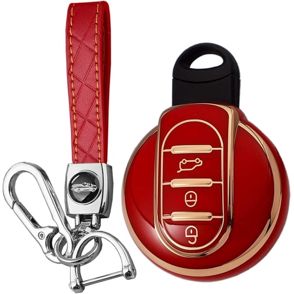 Key Fob Cover Compatible with BMW Mini Cooper S Cooper D Keychain Case Holder Protector,B Red