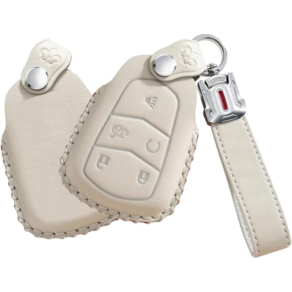Key Fob Cover Compatible with Cadillac ATS CT6 Escalade SRX XT5 XTS Keychain Case Holder Protector,5 Button White