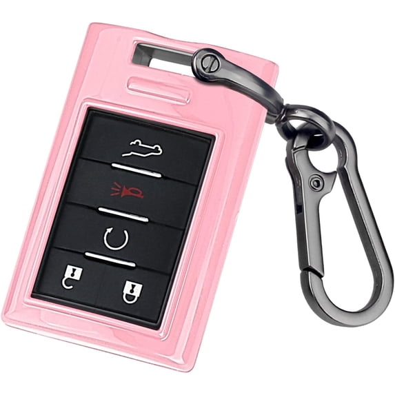 Key Fob Cover Compatible with Cadillac CTS STS XTS SRX ATS ELR DTS Escalade Corvette 2006-2014 Keychain Case Holder Protector,Pink
