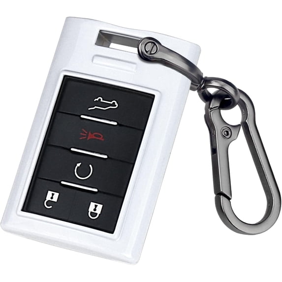 Key Fob Cover Compatible with Cadillac CTS STS XTS SRX ATS ELR DTS Escalade Corvette 2006-2014 Keychain Case Holder Protector,White