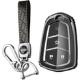 thumbnail image 1 of Key Fob Cover Compatible with Cadillac Escalade CTS ATS STS Keychain Case Holder Protector,A Black, 1 of 8