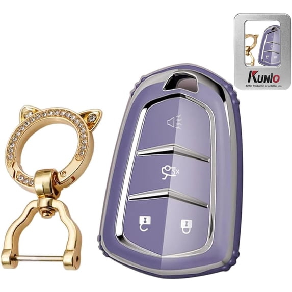 Key Fob Cover Compatible with Cadillac Escalade CTS ATS STS Keychain Case Holder Protector,B Pink Purple