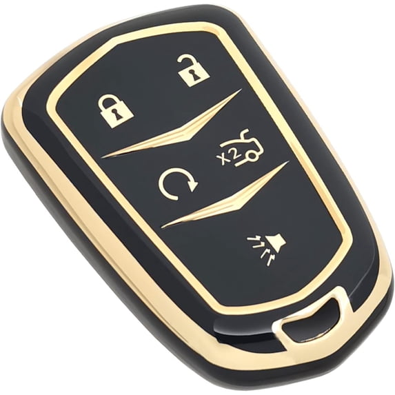 Key Fob Cover Compatible with Cadillac Escalade CTS SRX XT5 ATS STS CT6 2015-2019 Keychain Case Holder Protector,Black