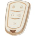 thumbnail image 1 of Key Fob Cover Compatible with Cadillac Escalade CTS SRX XT5 ATS STS CT6 2015-2019 Keychain Case Holder Protector,White, 1 of 5