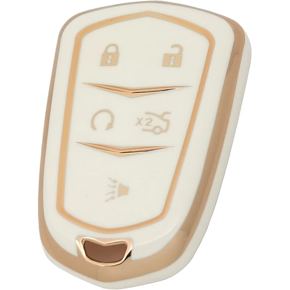 Key Fob Cover Compatible with Cadillac Escalade CTS SRX XT5 ATS STS CT6 2015-2019 Keychain Case Holder Protector,White