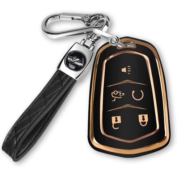 Key Fob Cover Compatible with Cadillac Escalade CTS SRX XT5 ATS STS CT6 Keychain Case Holder Protector,Black