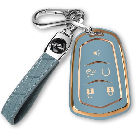 Key Fob Cover Compatible with Cadillac Escalade CTS SRX XT5 ATS STS CT6 Keychain Case Holder Protector,Blue