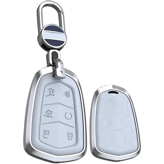 Key Fob Cover Compatible with Cadillac Escalade Escalade ESV 2015-2020 6 Button Keychain Case Holder Protector,White