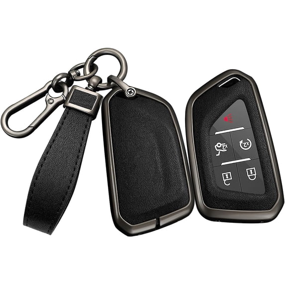 Key Fob Cover Compatible with Cadillac Lyriq Optiq Vistiq 2020-2026 Escalade CT4 CT5 CT6 CTS ATS XT4 Keychain Case Holder Protector,A-Black