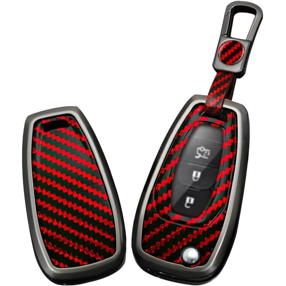 Key Fob Cover Compatible with Chevrolet Cruze Trax Spark Sonic 2011-2022 3 Button Keychain Case Holder Protector,Short Keychain-red