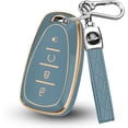 thumbnail image 1 of Key Fob Cover Compatible with Chevrolet Equinox Bolt Trax Sonic Blazer Trailblazer Traverse Cruze Keychain Case Holder Protector,Gold-Blue, 1 of 6