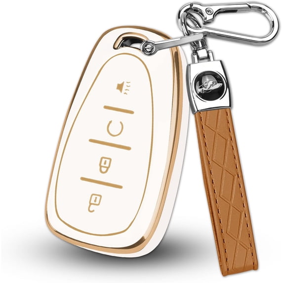 Key Fob Cover Compatible with Chevrolet Equinox Bolt Trax Sonic Blazer Trailblazer Traverse Cruze Keychain Case Holder Protector,Gold-White