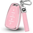 thumbnail image 1 of Key Fob Cover Compatible with Chevrolet Equinox Bolt Trax Sonic Blazer Trailblazer Traverse Cruze Keychain Case Holder Protector,Silver-Pink, 1 of 6