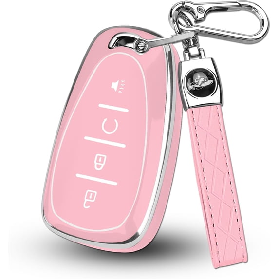 Key Fob Cover Compatible with Chevrolet Equinox Bolt Trax Sonic Blazer Trailblazer Traverse Cruze Keychain Case Holder Protector,Silver-Pink